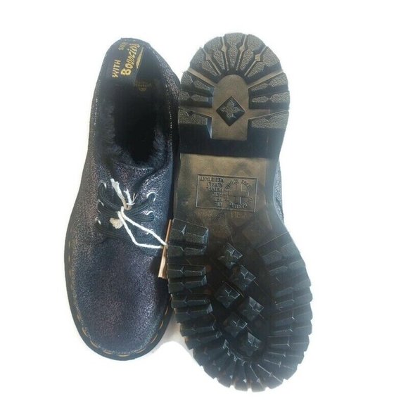 Dr Martens 1461 Quad Fur Lined Platform Shoes Womens Sz 7 Black Silver Metallic - Picture 8 of 9